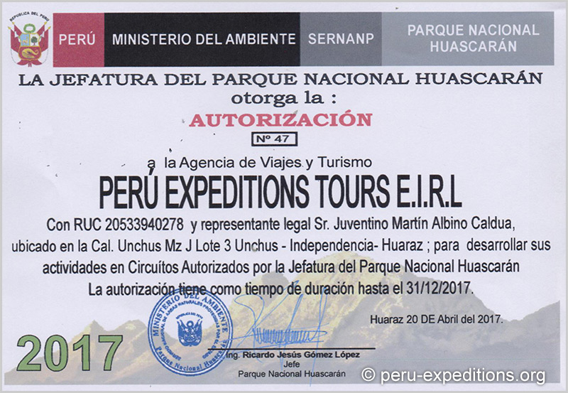 Our company documents Peru Expeditions