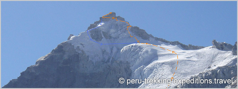 Peru: Climbing Nevado Huamashraju (5434 m), located East of the Huaraz City